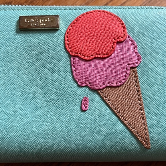 Kate Spade Aqua Wallet with Ice Cream Motif - Picture 4 of 4